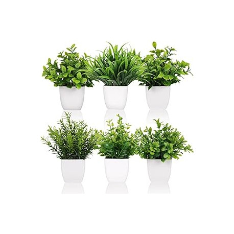 6 Pot Small Fake Plant Flowerpot Artificial Plastic