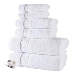 Towel Set for Bathroom (6 Pcs Towel Set, Pure White)