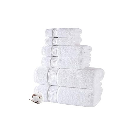 Towel Set for Bathroom (6 Pcs Towel Set, Pure White)