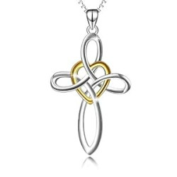 Celtic Knot Cross Necklace Sterling Silver