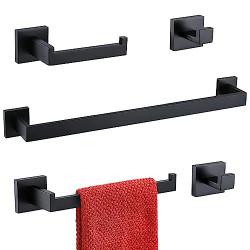 Bathroom Towel Bar Set Black 5-Pieces Bathroom Hardware Set Include 23.6 Inch