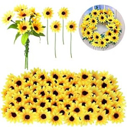 50 Pieces Mini Artificial Sunflower Heads