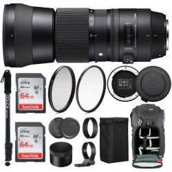 Contemporary DG OS HSM Lens for Canon DSLR Cameras 745101 w/USB Dock + Two 64GB SD Card Advanced Photo & Travel Bundle