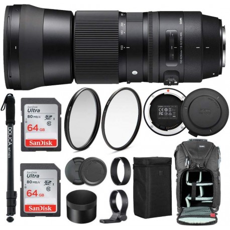Contemporary DG OS HSM Lens for Canon DSLR Cameras 745101 w/USB Dock + Two 64GB SD Card Advanced Photo & Travel Bundle
