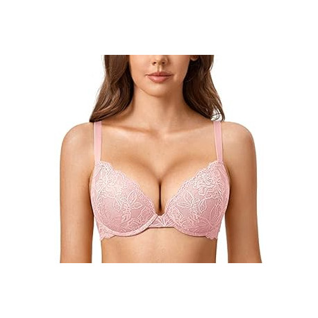 Women's Push Up Lace Bra Underwire Plunge