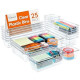 25 PCS Drawer Organizer Set Clear Plastic Desk