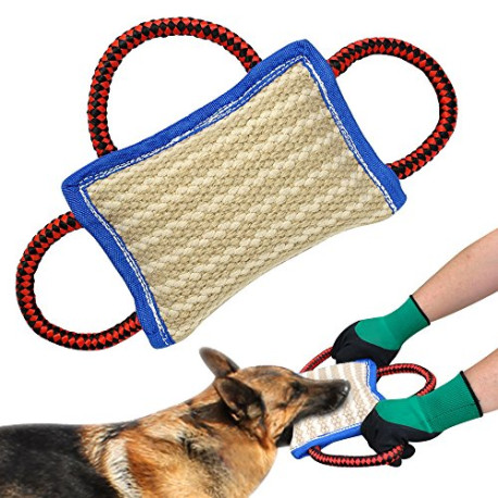 Pack 3 of Tough Dog Tug Toy Jute Bite Pillow,9.5"x6.5"