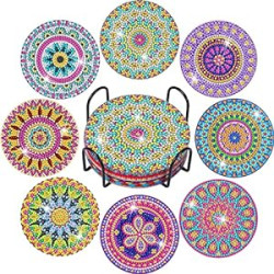 Diamond Painting Coasters Kit, 8 Pieces Mandala