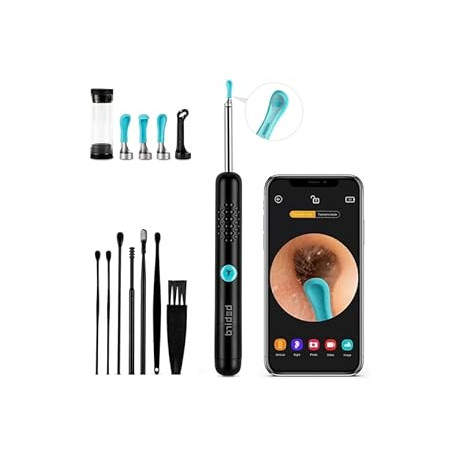 Ear Wax Removal Tool Camera - R1 Upgraded Anti-Fall Off Eartips Ear Cleaner with Camera