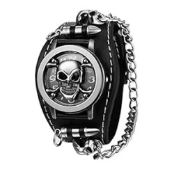 Men Women Wide Leather Punk Watch Rock Collection Black Leather