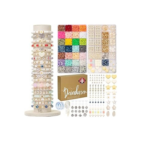 Bracelet Making Kit with Stand - 28 Colors Clay Beads for Bracelets