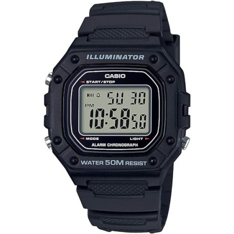 Casio Men's W-218H-1AVCF Classic Digital Display Quartz Black Watch