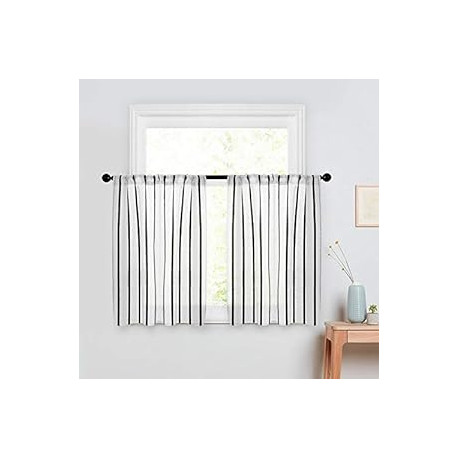 Kitchen Curtains Striped Semi-Sheer Tier Curtains