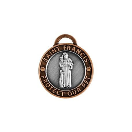 Pack 2 of Pet Collar Charm, Saint Francis of Assisi, Large, Antique Silver/Copper
