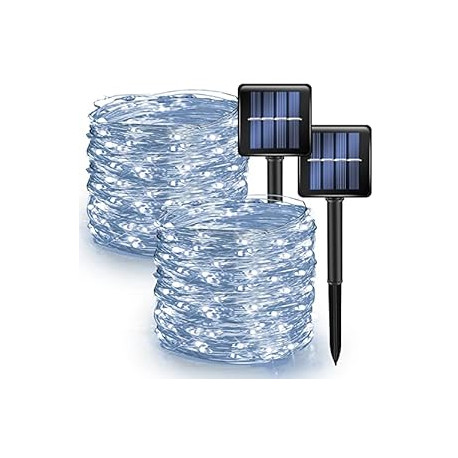 2 Pack Solar String Lights Outdoor, Total 80FT 240LED Solar