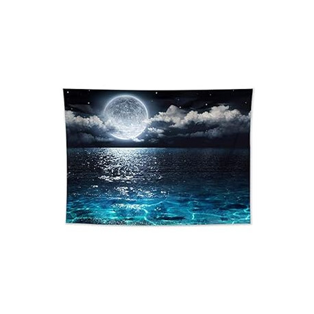 Ocean Tapestry Wall Hanging Blue Sea Night Sky