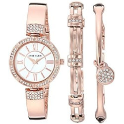 Anne Klein Women's Premium Crystal Accented Watch and Bracelet Set