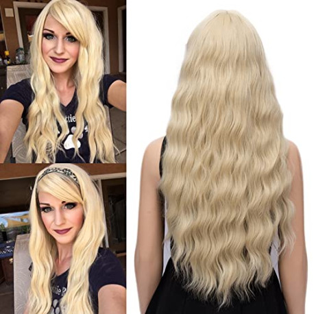 Blonde Wig, Platinum Blonde Wig with Bangs