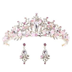 Women Pink Tiara Princess Crystal Crown