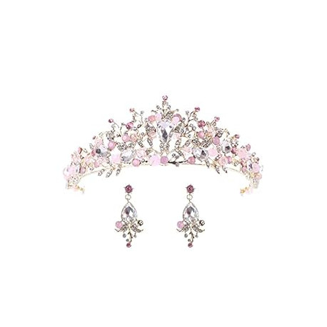 Women Pink Tiara Princess Crystal Crown