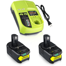 2Pack 6.0Ah 18V Li-ion Battery & Charger Compatible