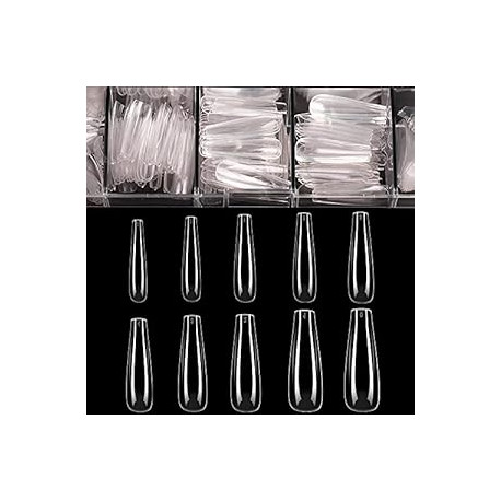 Long Fake Nails - Clear Acrylic Coffin Shaped Ballerina Nails Tips BTArtbox 500pcs