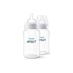 Philips AVENT Anti-Colic Baby Bottles, 11oz, 2pk, Clear, SCY106/02