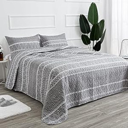 Queen Size Quilt Set Grey Bedspread