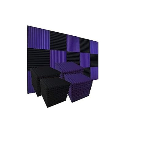 52 Pack 1" x 12" x 12" Black/purple Acoustic Wedge Studio