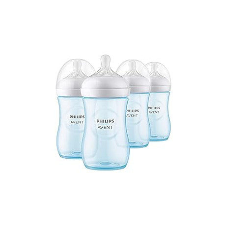 Philips AVENT Natural Baby Bottle with Natural Response Nipple, Blue, 9oz, 4pk, SCY903/24
