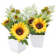 Artificial Sunflower Potted Plants Silk Yellow Fake Flower, 2pcs Artificial Sunflower
