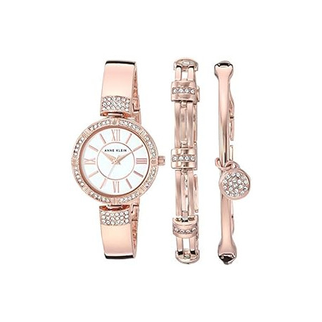 Anne Klein Women's Premium Crystal Accented Watch and Bracelet Set