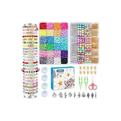 7400 Pcs Clay Beads Flat Round Clay Beads