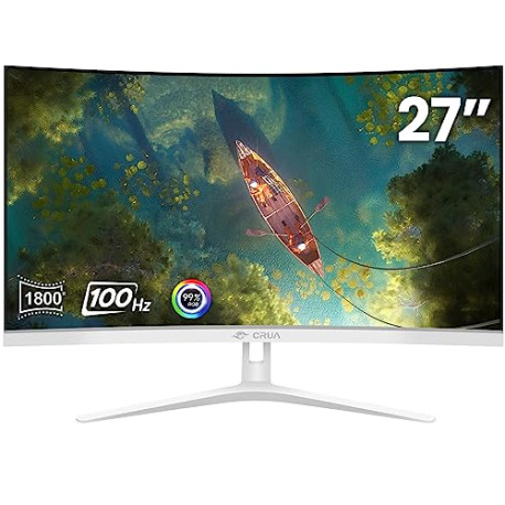 27" Curved White Monitor, Full HD(1920x1080P)