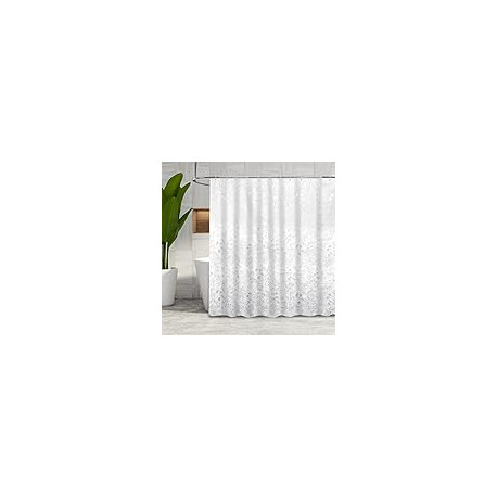 Shower Curtain White with Hooks 72 x 72 Inch