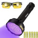 SV128 395nm UV Flashlight 128 LED Ultraviolet Blacklight Black