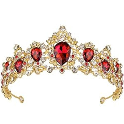 Red Royal Crystal Tiaras for Women