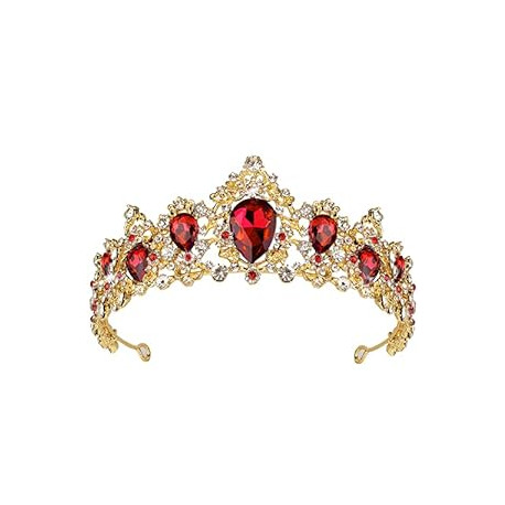 Red Royal Crystal Tiaras for Women