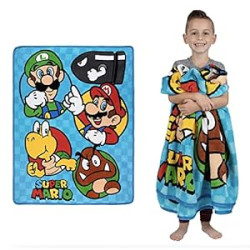Kids Bedding Super Soft Micro Raschel Throw, 46 in x 60 in, Mario