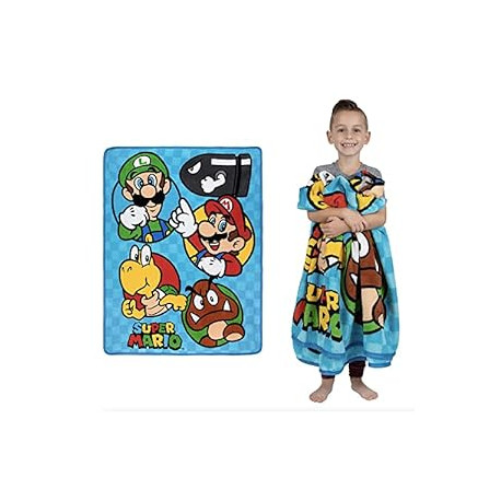 Kids Bedding Super Soft Micro Raschel Throw, 46 in x 60 in, Mario
