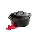 Cast Iron Dutch Oven with Handle Holders, 5 quart, Black/Red