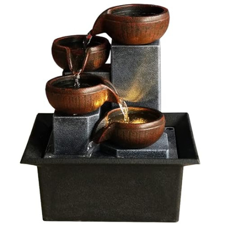 4-Tier Relaxation Tabletop Fountain Waterfall Function