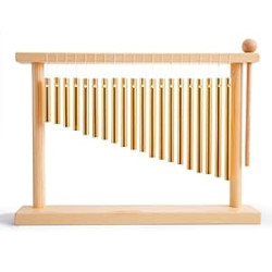 20 Note Chime Table Top Bar Chime Wind Chime 20 Bars Instrument Percussion with Mallet (Gold)