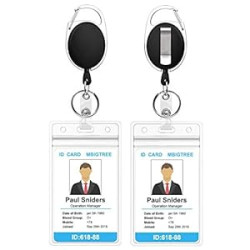 2 Pack ID Badge Holder With Clip Badge Reels