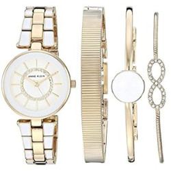 Anne Klein Women's Premium Crystal Accented Watch and Bracelet Set