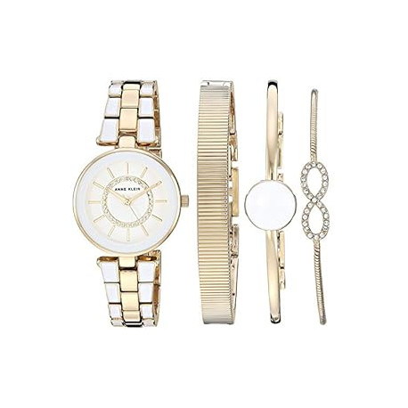 Anne Klein Women's Premium Crystal Accented Watch and Bracelet Set