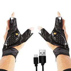 LED Ultra Bright Flashlight Gloves Upgrade USB Rechargeable