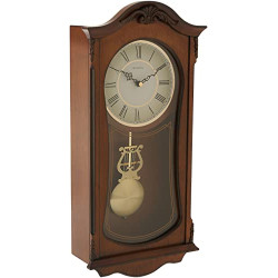 Cranbrook Wall Mount Analog Wooden Chiming Clock, Brown