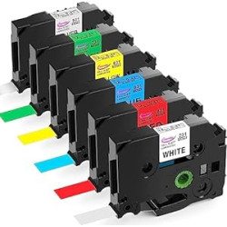 6 Pack Compatible with Brother P Touch 12mm 0.47 Inch Laminated TZ Label