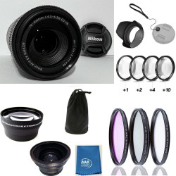 Nikon AF-P DX NIKKOR 70-300mm f/4.5-6.3G ED VR Lens Kit W Filters Hood + 2Lens+